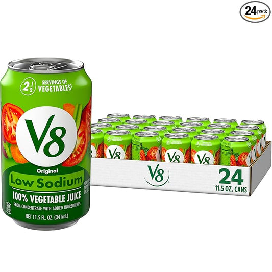 V8 Low Sodium Original 100% Vegetable Juice, 11.5 fl oz Can (24 Pack)