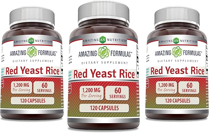 Amazing Formulas Red Yeast Rice 1200mg (120 Count 3 Pack)