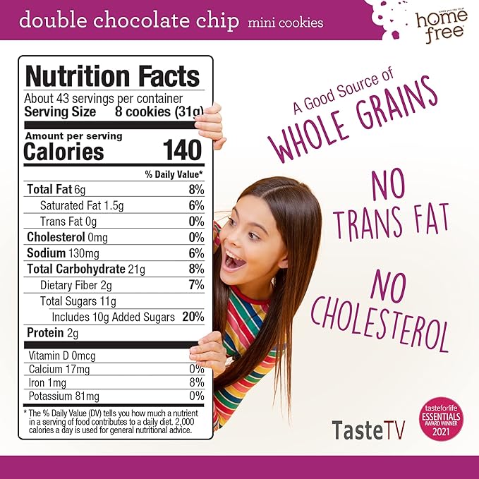 Homefree Mini Double Chocolate Chip Cookie Box, Gluten Free, Nut Free, Vegan, School Safe and Allergy Friendly Snack, 1 LB Bag (Pack of 3)
