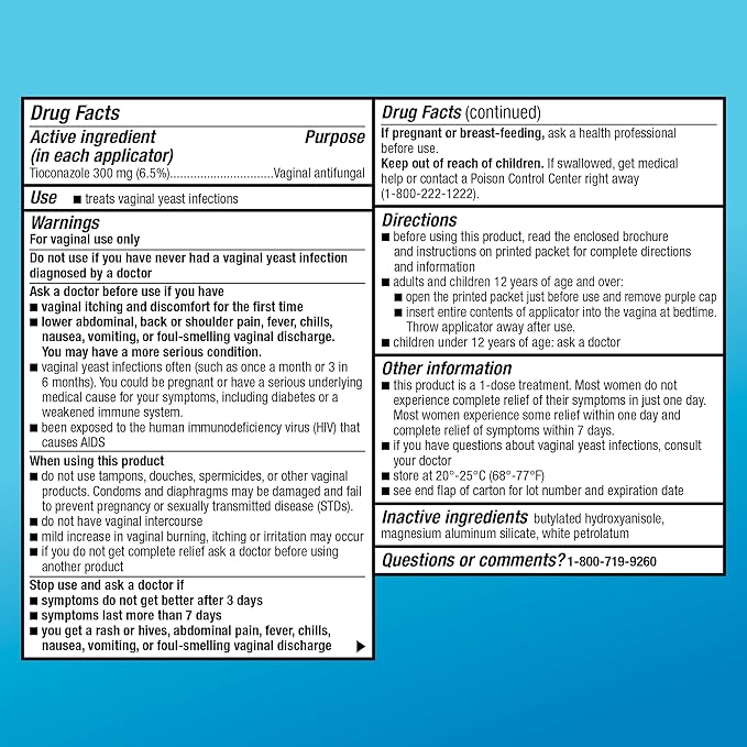Amazon Basic Care Tioconazole Ointment 6.5 1-Dose Treatment, 0.16 Ounce 2)