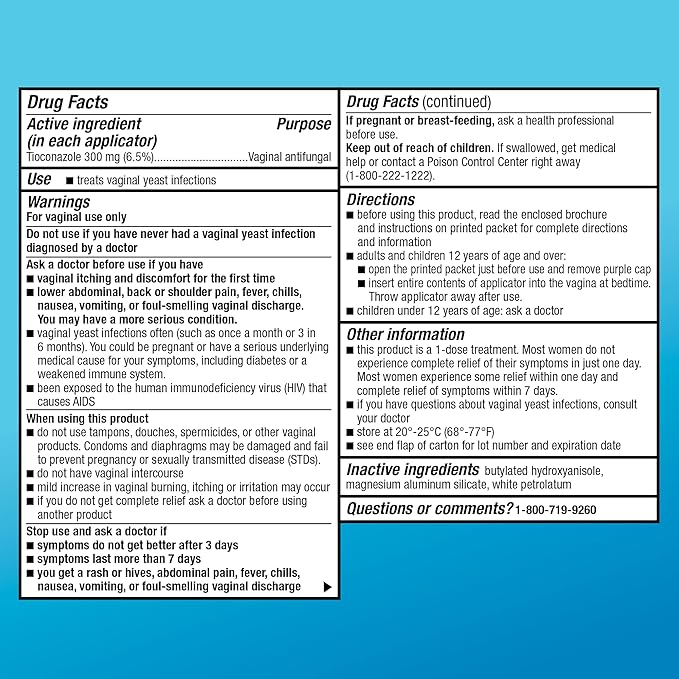 Amazon Basic Care Tioconazole Ointment 6.5 1-Dose Treatment, 0.16 Ounce 2)