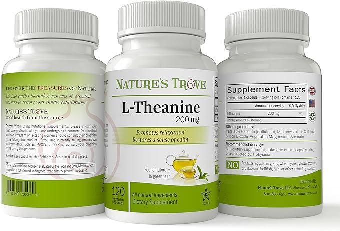 L-Theanine 200mg by Nature's Trove 120 Vegetarian