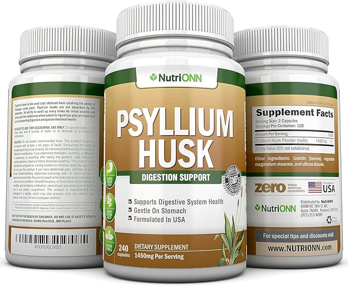 PSYLLIUM HUSK CAPSULES 1450mg Per 240 Capsules 100% Natural
