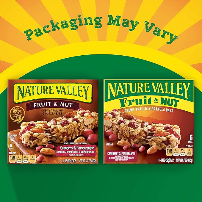 Nature Valley Chewy Fruit & Nut Granola Bars, Cranberry Pomegranate, 6 Bars, 6.7 OZ (Pack of 6)