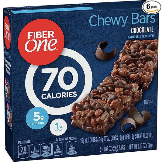 Fiber One 70 Calorie Chocolate Bars, 5 Bars (Pack of 6)