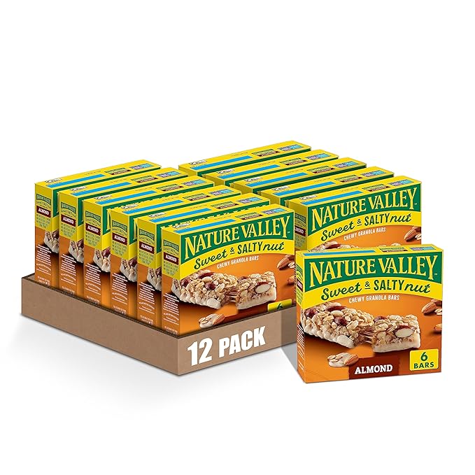 Nature Valley Granola Bars, Sweet and Salty Nut, Almond, 6 Bars, 7.2 OZ (Pack of 12)