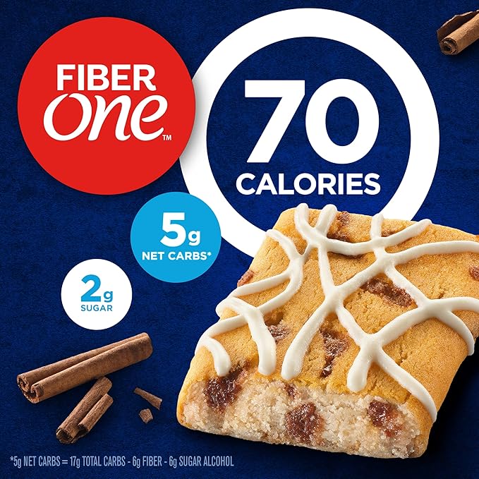 Fiber One 70 Calorie Soft-Baked Bars, Cinnamon Coffee Cake, 6 Bars, 5.34 oz (Pack of 8)