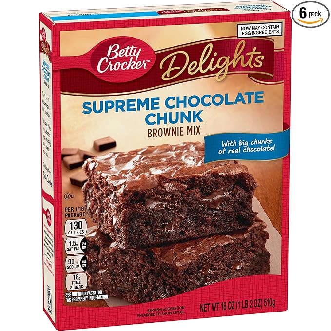 Betty Crocker Supreme Chocolate Chunk Brownie Mix, 18 oz (Pack of 6)