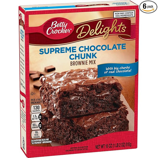 Betty Crocker Supreme Chocolate Chunk Brownie Mix, 18 oz (Pack of 6)