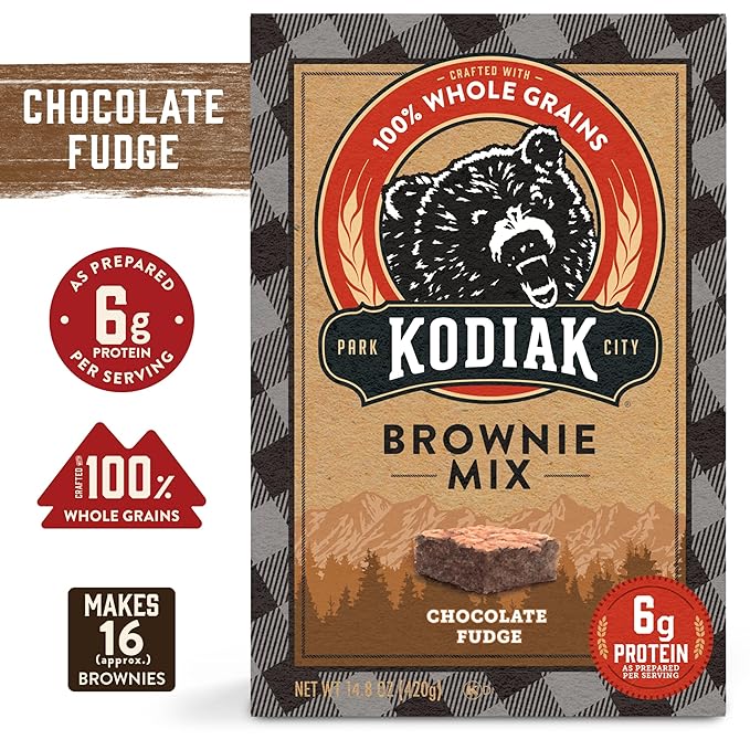 Kodiak Cakes Chocolate Fudge Brownie Mix, 14.8 Ounce Boxes (Pack of 6)