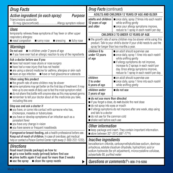 Amazon Basic Care Multi-Symptom Triamcinolone Acetonide 55 mcg, 0.57 fl 2)