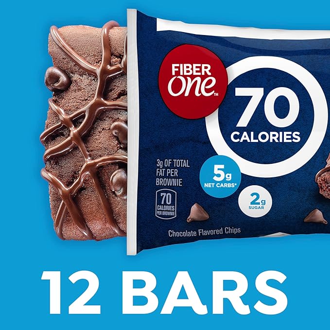 Fiber One 70 Calorie Brownies, Chocolate Fudge, Snack Bars, Value Pack, 12 Bars, 10.6 oz (Pack of 4)