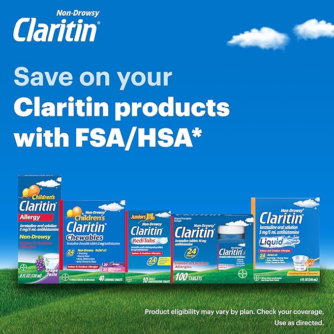 Claritin 24hr Non-Drowsy Allergy Relief, Loratadine Tablets 30 + 1 Ct