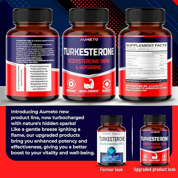 Turkesterone Supplement - Enhanced with L-Arginine, D3 - (90 Count 1))