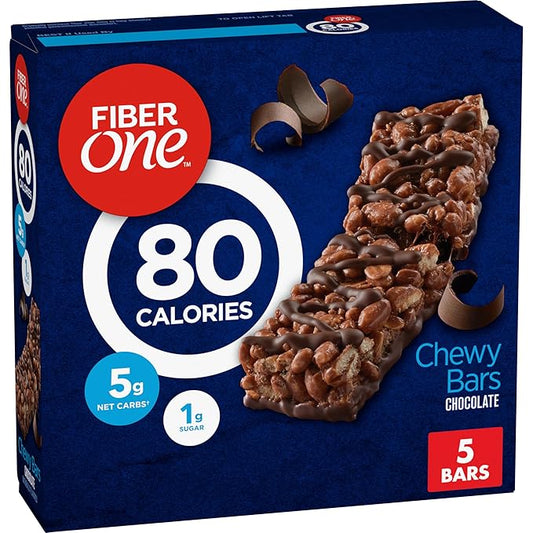 Fiber One 80 Calorie Chewy Bars, Chocolate, Snack Bars, 5 Ct, 4.1 oz