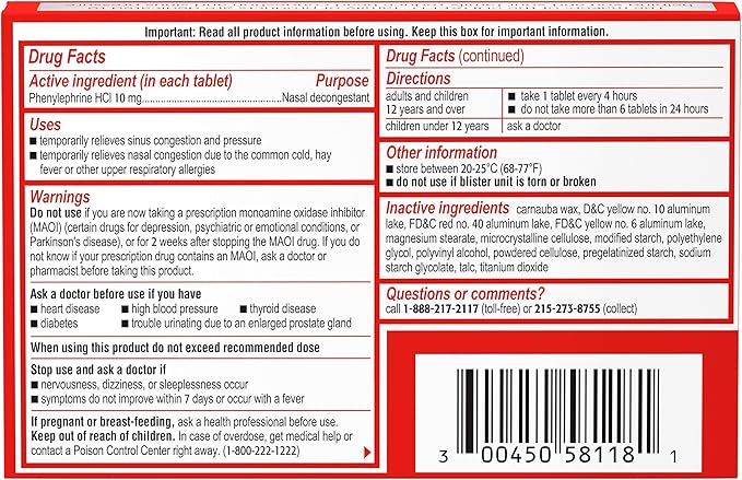 Sudafed PE Sinus Congestion Maximum Strength 18 ct