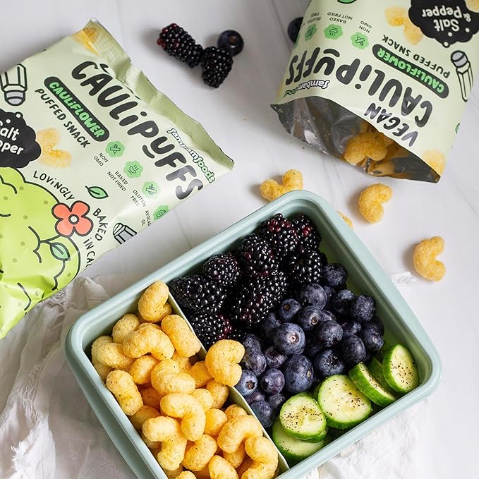 Vegan Salt & Pepper CauliPuffs - Corn, Rice, and Cauliflower Gluten Free Puffed Snack (box of 15-0.75oz bags)