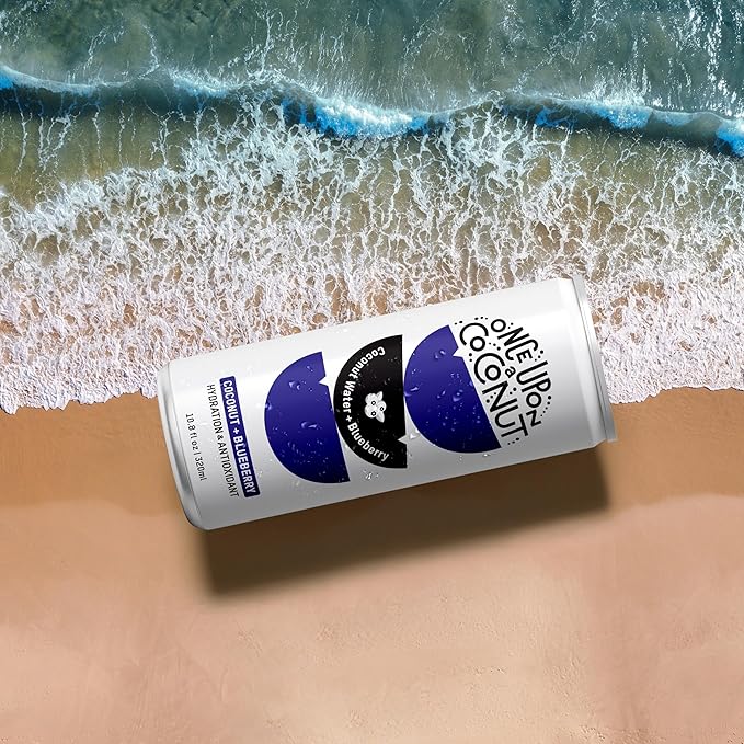 Once Upon a Coconut Blueberry Coconut Water - Pure No Sugar Added - Low-Calorie, All-Natural Drink with Electrolytes - Non-GMO, Gluten-Free - Pack of 12 Cans (each 10.8 fl oz)