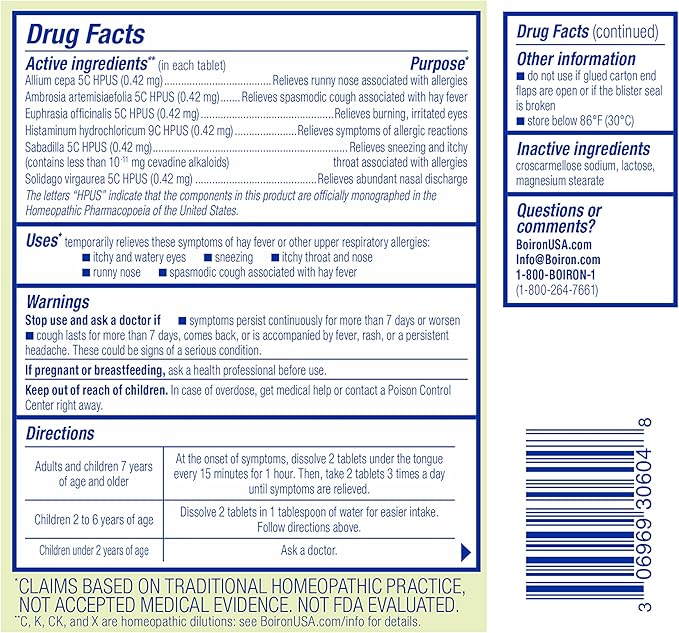 BOIRON AllergyCalm Tablets for Relief from 60 Count