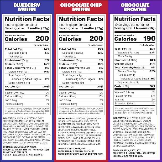 Quest Chocolate Chip Muffin, Blueberry Muffin and Brownie Bake Shop Bundle, Low Sugar, Low Net Carbs, Gluten Free