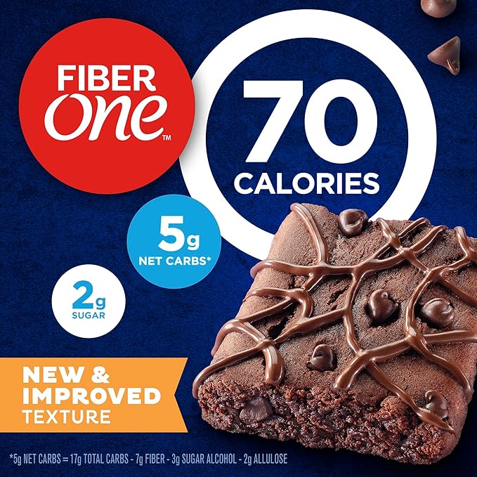 Fiber One 70 Calorie Brownies, Chocolate Fudge, Snack Bars, Value Pack, 12 Bars, 10.6 oz (Pack of 4)