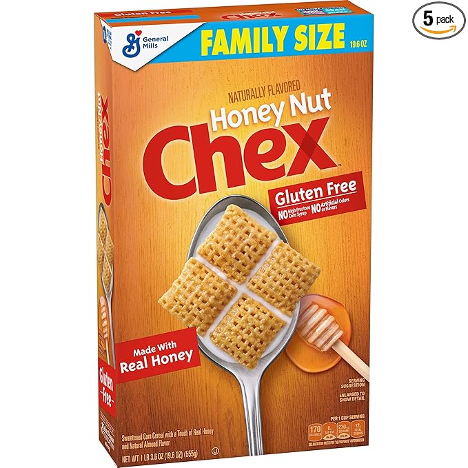 Chex Breakfast Cereal, Honey Nut, Gluten 19.5 oz 5)
