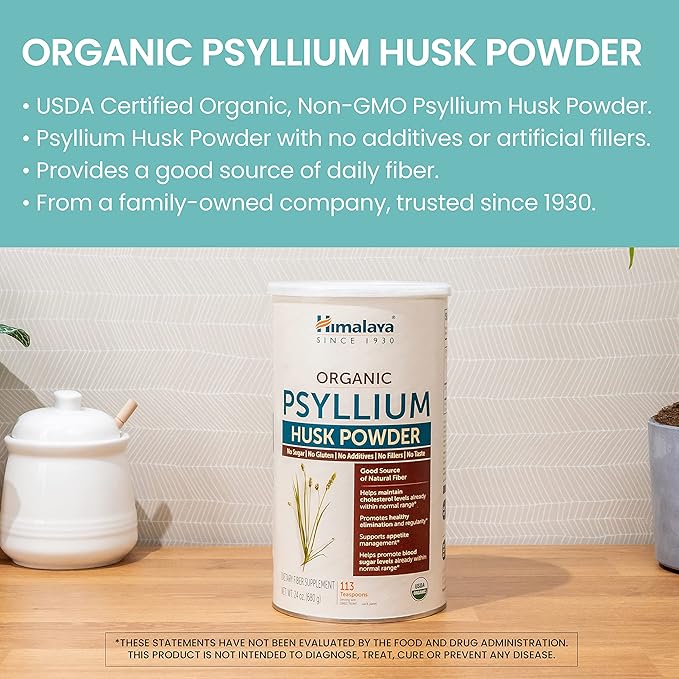 Himalaya Organic Psyllium Husk Powder, Daily 113 Teaspoon 24 Oz