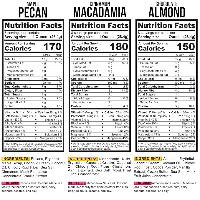 TGB Variety Keto Nuts, No Added Sugar, Gluten Free, Healthy Low Carb Snack, 8oz Bags (Pack of 3)