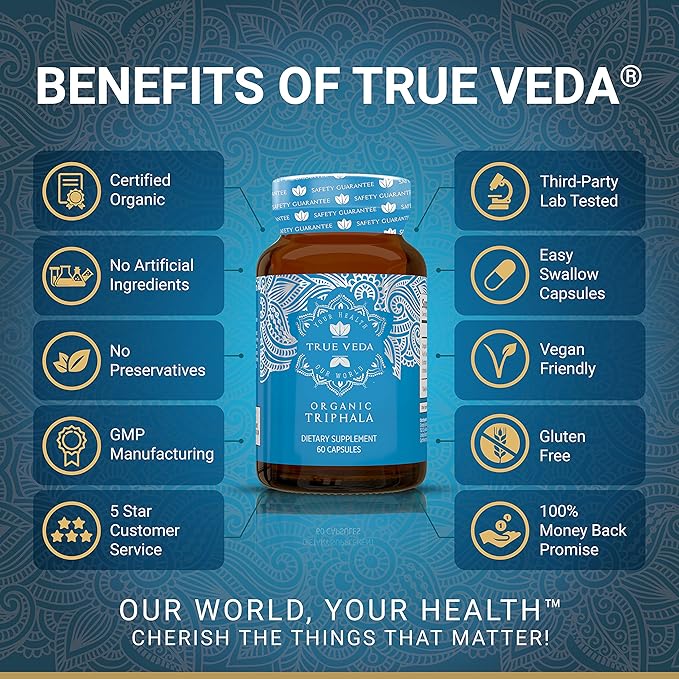 Triphala Capsules – USDA Organic Certified 100% Natural 60 Caps