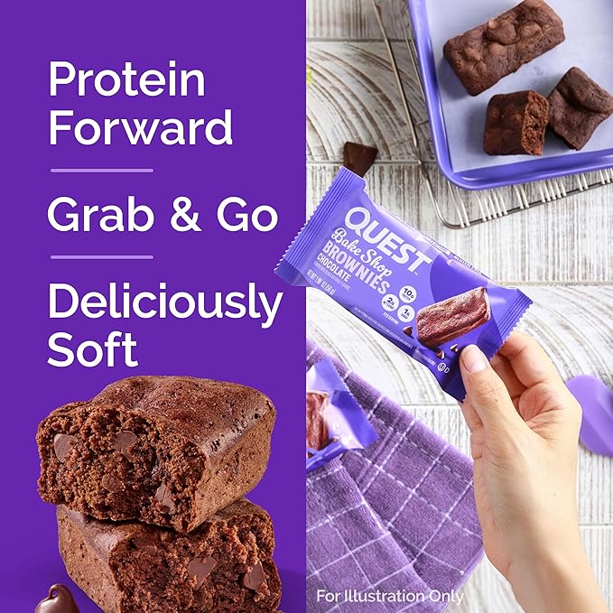 Quest Bake Shop, Chocolate Brownies, 10g Protein, 2g Net Carbs, 1g Sugar, 10 Count