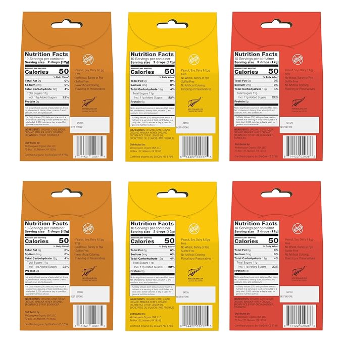 Wedderspoon Organic Manuka Honey Drops, Variety 4 Oz 6) -