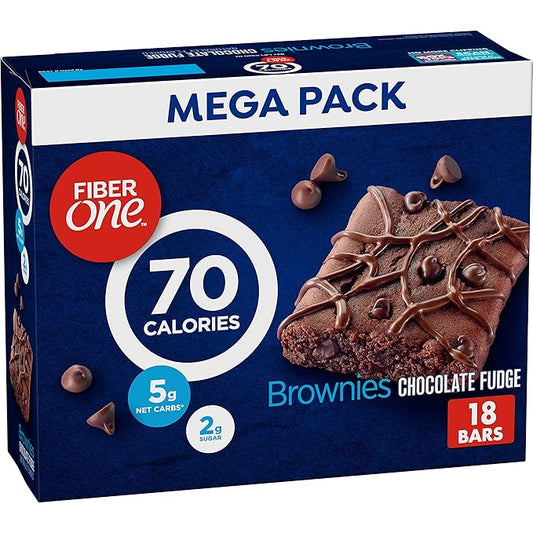 Fiber One 70 Calorie Brownies, Chocolate Fudge, Snack Bars, Mega Pack, 18 Bars, 16 oz