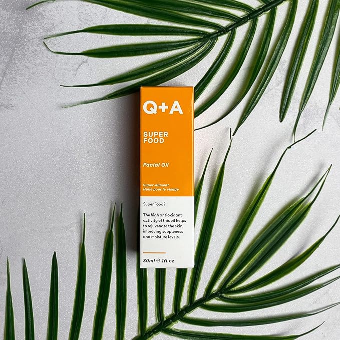 Q+A Super Food Facial Oil. A complexion enhancing face oil packed with 100% natural ingredients. 30ml/1fl.oz