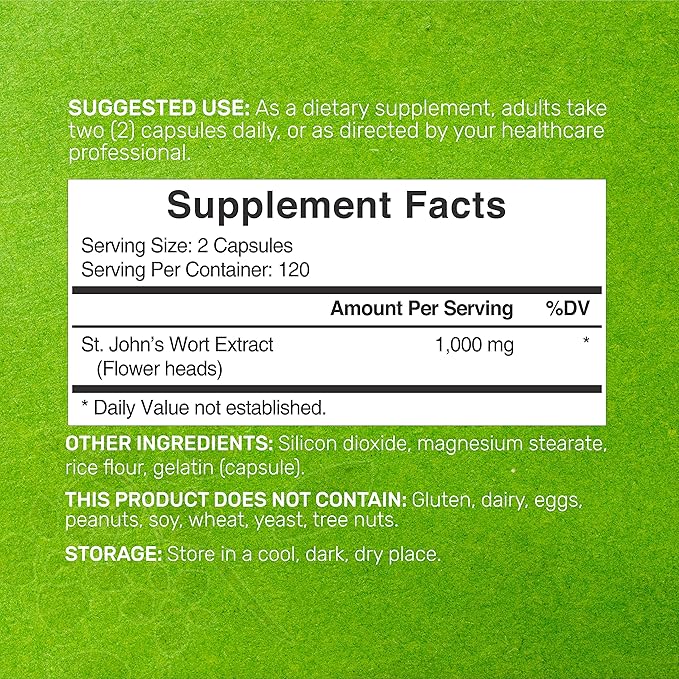 DEAL SUPPLEMENT St. John's Wort Extract 1000mg 240* Capsules, 3000mcg Active