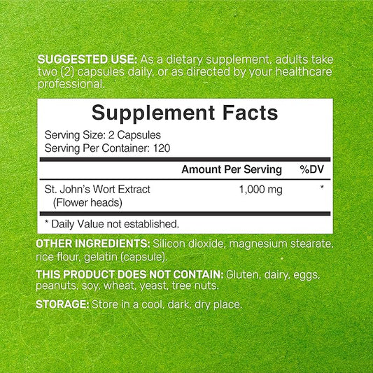 DEAL SUPPLEMENT St. John's Wort Extract 1000mg 240* Capsules, 3000mcg Active