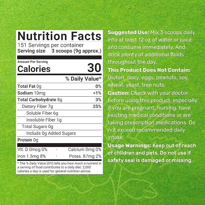 DEAL SUPPLEMENT Psyllium Husk Powder 3 9,000mg Per